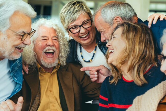 A group of friends laughing together.