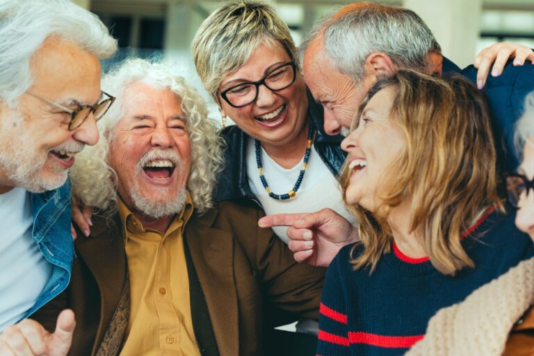 A group of friends laughing together.